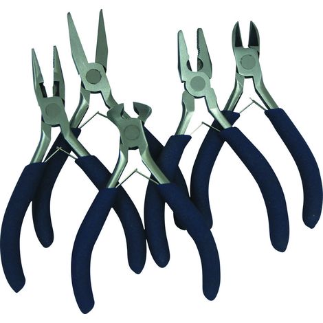 TEC HIT 170505 - Lot 5 Mini Pinces - Pinces Coupantes -  En Acier - Finition Chrome Vanadium - Bleue (1/2)