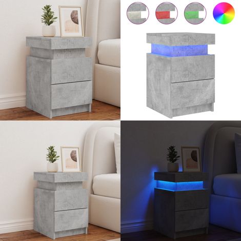 Table de chevet avec lumières LED gris béton 35x39x55 cm - Table De Chevet - Lampe De Chevet - Éclairage Led - Mobilier Chambre - Décoration Intérieure - Home & Living (1/5)
