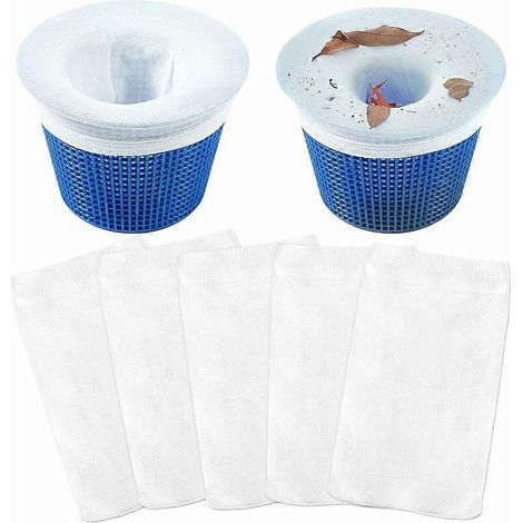 Lot de 5 bas de crépine de piscine, adaptés aux filtres à mailles fines des piscines et spas, mailles ultra-fines réutilisables, convenant aux piscines hors sol et enterrées. (1/5)