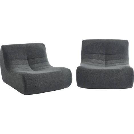 sweeek - 2er-Set modulare 1-Sitzer Sessel mit strukturiertem Bouclé-Bezug, Strukturiertes Bouclé, Anthrazit (1/5)