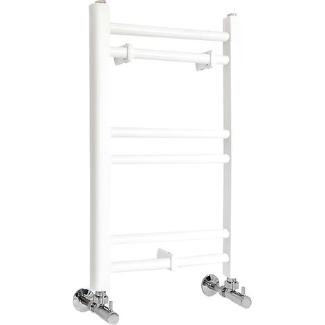 Milano Ive White Straight Bar Heated Towel Rail Radiator - 600mm x 400mm (1/4)