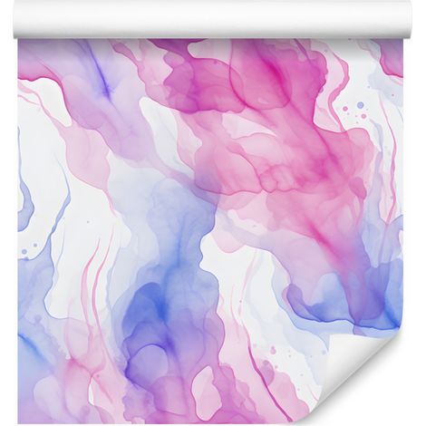 Papier peint rose, violet, encre, blanc et lavande 50x1000 cm (1/5)