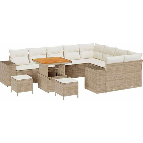 Maison Exclusive - Garten-Sofa-Set mit Kissen mit Speicher 12 pcs