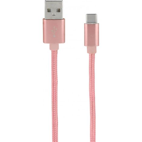 Câble USB-C /USB-A nylon 1 m - rose or (1/2)
