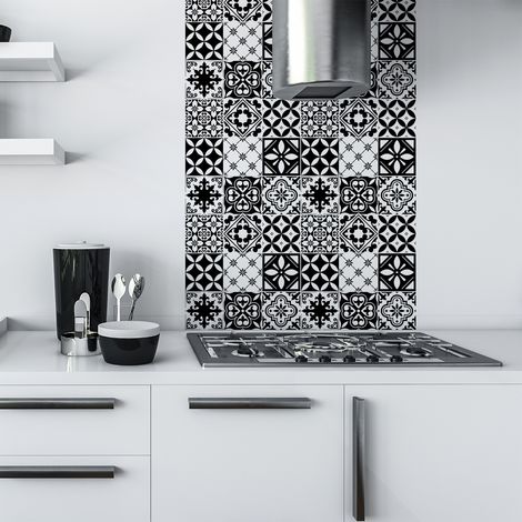 Sticker Mural Carrelage adhésif Cuisine Salle de Bain - 9 STICKERS CARREAUX DE CIMENT AZULEJOS ALDANA - 9stickers20x20cm (1/5)