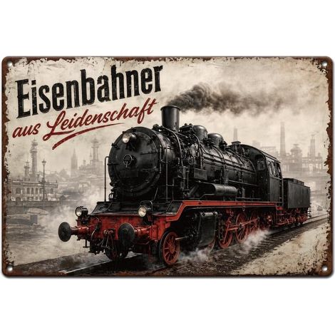 Plaque Metal Vintage de Train Vapeur 30x20cm Décoration Murale en Forme de Train Forme Unique Plaque Decorative Metal Vintage pour Garage Tanière des Hommes et Décoration Maison (1/5)