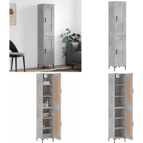 Buffet haut Gris béton 34,5x34x180 cm Bois d'ingénierie - Buffet Design Moderne - Meuble Rangement Gris - Armoire Cuisine - Buffet Bas - Buffet Haut - Home & Living (1/5)