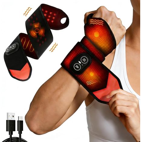 Thérapie de lumière rouge pour le poignet pour la main,Brace de poignet chauffé avec vibration,avec contrôle de température,Thérapie de lumière rouge chauffée Wrap de massage de poignet,,