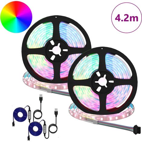 Bande LED 2 pcs Noir et Transparent 210 x 0,8 x 0,3 cm