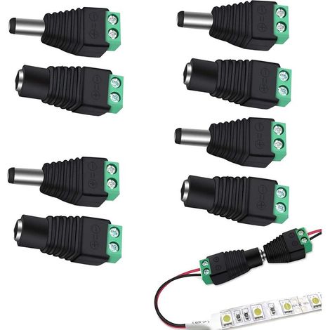 4 Paires Connecteur 12v DC Adaptateur,5.5mm x 2.1mm MâLe et Femelle d'alimentation Jack Adaptateurs pour caméra de vidéosurveillance Système de sécuri (1/5)
