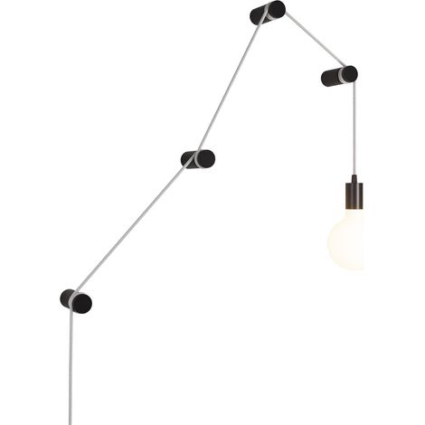Lampada portatile Snake con portalampada in metallo e spina + 4 passacavo in legno Rolé (1/5)