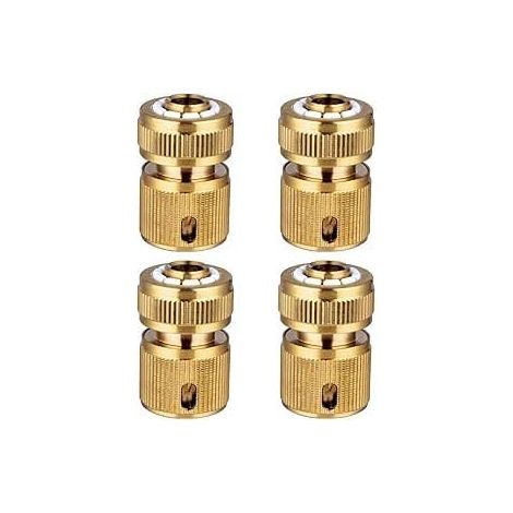 4Pack de raccords de tuyau en laiton - Connecteur rapide pour extrémité de tuyau de 1,27 cm (13 mm) - Raccords extensibles pour tuyau d'arrosage de jardin - Adaptateurs de robinet