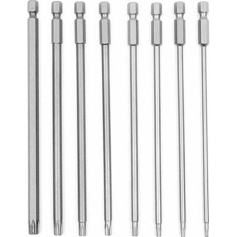 Jeu de tournevis Torx à tête magnétique en acier T8-T40 S2 à tige hexagonale 150 mm 6,35 mm (1/4) (1/5)