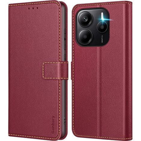 Handyhülle Klapphülle Leder Kartenschlitze Redmi Note 14 4G Weinrot (1/5)