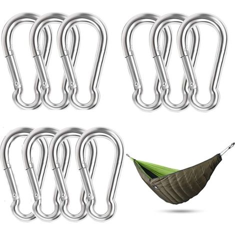 10 mousquetons inox attache étanche, pour sports hamac pêche (1/4)