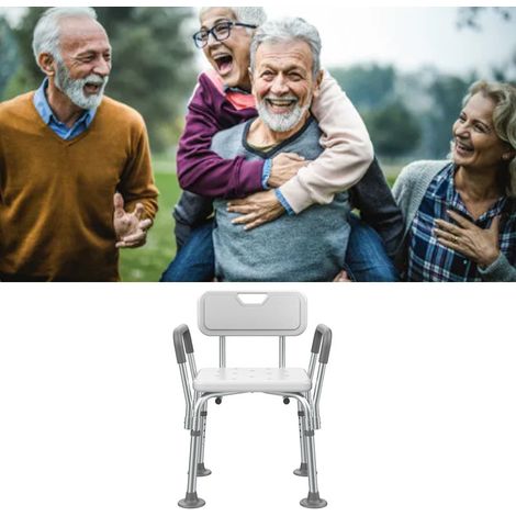 Chaise de douche adaptée aux seniors, aide à la toilette antidérapante en alliage d'aluminium, modèle à pieds larges. (1/5)