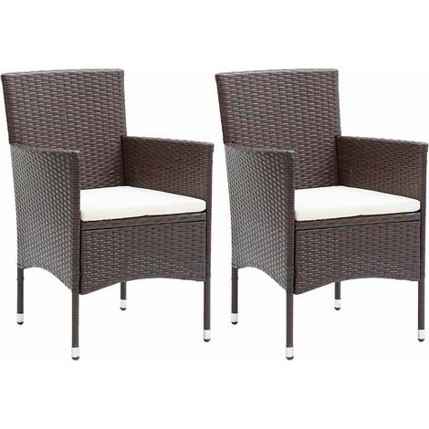 Garden Dining Chairs 2 pcs Poly Rattan Brown vidaXL (1/5)