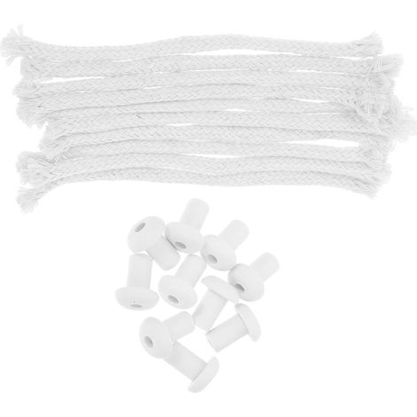 Lot de 10 de Mèches en Coton Blanc Support en Céramique pour Lampe à Huile Usage Large et Facile à Utiliser Adapté aux Bouteilles de Vin et Torches Tiki pour Camping (1/5)