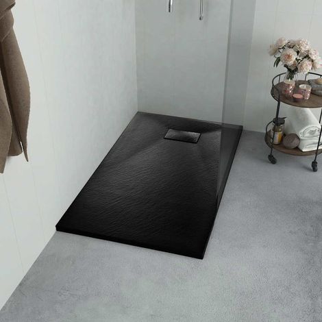 vidaXL Bac de douche SMC Noir 90 x 70 cm (1/5)