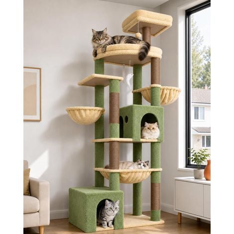 Arbre a Chat Grand Hamac 50CM Plateforme 2 Niches Gros Chats (1/5)