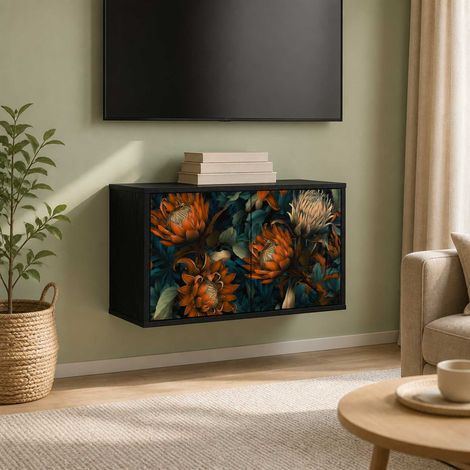 vidaXL Wall-mounted TV Cabinet LOCHEM 69 x 33 x 40 cm Black Oak (1/5)
