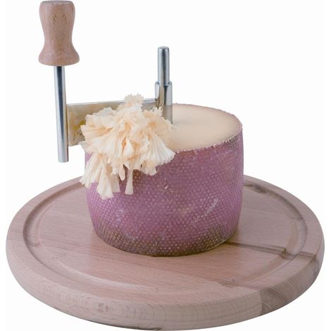 1 Râpe à fromage, Bois de hêtre, Acier inoxydable, Couvercle PS, Pour copeaux fins