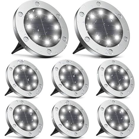 Lampe solaire exterieur, lumiere solaire exterieur 8 Pièces, lampe solaire exterieur jardin 8LED, spot solaire exterieur IP65 Étanche, lampe solaire exterieur decorative Pour Chemin Terrasse (1/5)