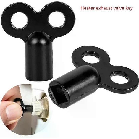 Clé de purge de radiateur, clé de robinet, clé de purge d'eau de radiateur, outil de chauffage central, clé de chauffage, clé noire (1/5)
