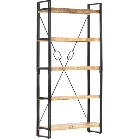 Bibliothèque 5 niveaux 90x30x180 cm Bois solide de manguier