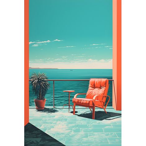 Tableau sur toile vue sur mer vintage 30x45 cm - Impression sur Toile Murale Décorative - Image imprimée en HD sur Toile - Toile sur Châssis en Bois FSC - Fabriqué en France (1/5)