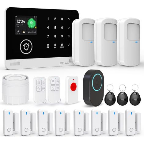 Système de Sécurité Domestique, Système D'alarme sans Fil 4G/WiFi SMS avec Détecteur de Mouvement, Sirène D'alarme 120dB, Télécommande Intelligente(20 Pièces) (1/5)