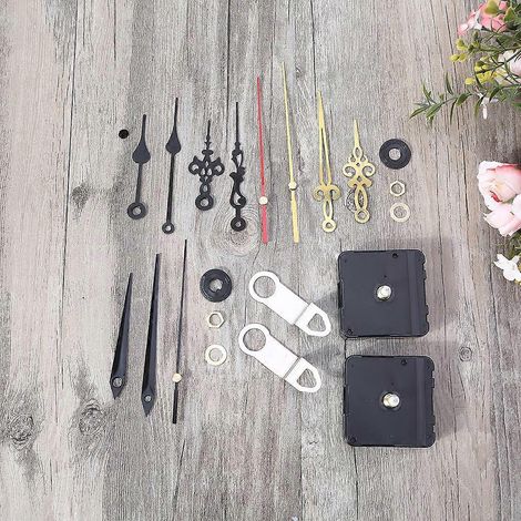 Mécanisme de mouvement d'horloge silencieux à couple élevé (2 pièces) avec 4 paires d'aiguilles différentes. Kit de pièces de rechange pour réparation d'horloge à quartz. (1/4)