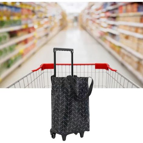 [Caddie Shopping Cart] [Modèle Noir Ligne] Caddie de Voyage Léger et Pliable en Tissu Oxford avec Roues et Manche Extensible, Grande Capacité pour Shopping et Transport (1/5)