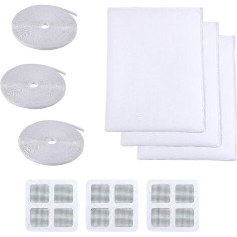 Zanzariere per finestre, zanzariera a rete, 3 pezzi 150 cm x 200 cm protezione dagli insetti per finestre, zanzariera per finestre, set di protezione antizanzare (bianco)