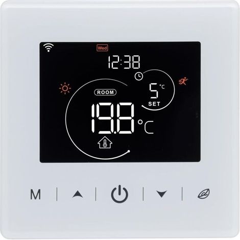 Thermostat WiFi,Thermostat chaudiere gaz a Pile,Thermostat d'ambiance programmable à 2 Fils contrôlé par Tuya ou Smart Life,Compatible avec Alexa et Google Home Commande Vocale,3A,Blanc,Mural (1/5)