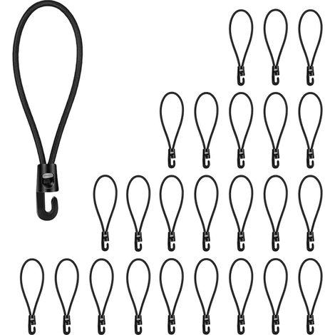 Elastic Bungee Cord with Hooks 10 cm Sandow Black (1/5)