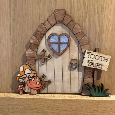Porte Fée de Jardin Ornement en Bois Décoration de Jardin