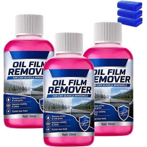 3 piècesNettoyant pour pare-brise 50 ml, détachant pour film oléophobe, sans traces, pour vitres automobiles et taches d'eau (1/5)