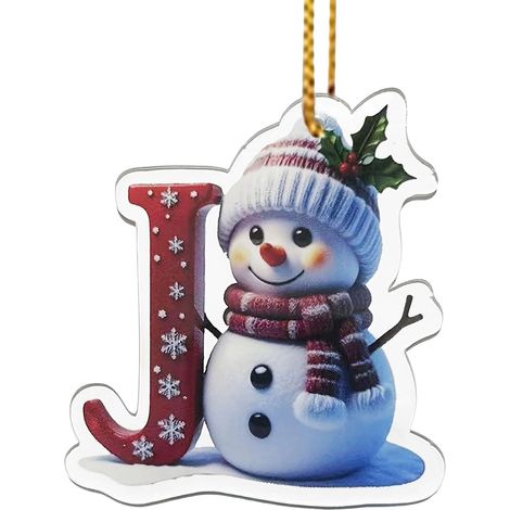 Ornement Lettre - Acrylique Transparent - 8 cm - Décoration Arbre De Noël - Suspendu Porte Réfrigérateur Fenêtre Mur - 1 Pièce (1/4)