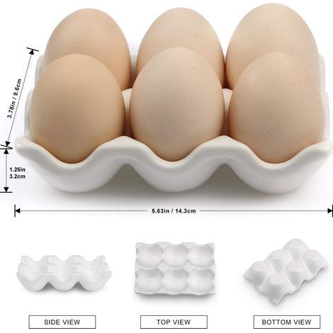 Set mit 2 Eierhaltern für 6 Tassen, Eierspender, Eierständer für Küche, Esszimmer, Kühlschrank, dekorative Accessoires (weiß) (1/5)