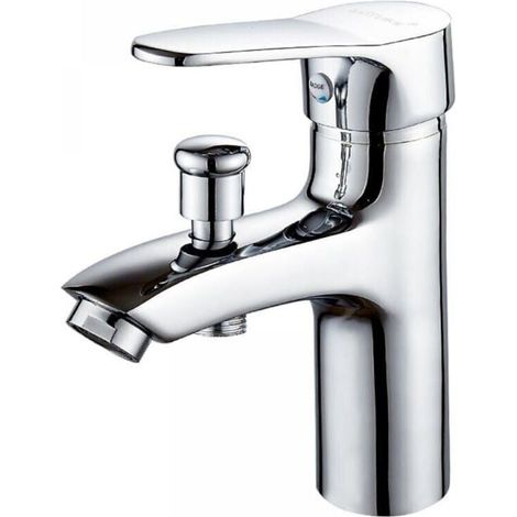 Robinet baignoire mitigeur monotrou – Chaud/froid, alliage – Douche, salle bain – Design moderne (1/4)