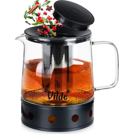 Bouilloire en verre avec infuseur et réchaud 1,5 l