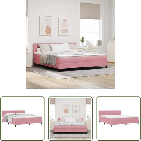 vidaXL Lits contemporains - Lit Ă ressorts avec matelas Rose 180 x 200 cm Velours (1/5)