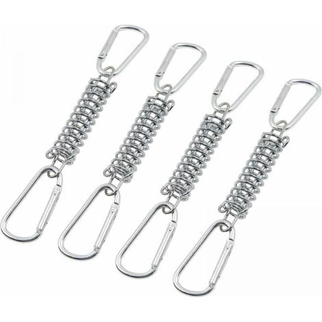 4pcs Boucle Ressort Tension Fixation Store - Voile D'ombrage Fixations Accessoires en Acier Inoxydable avec 4 Ressorts HéLicoïdaux 8 Mousquetons pour Tentes Auvents Camping (1/4)