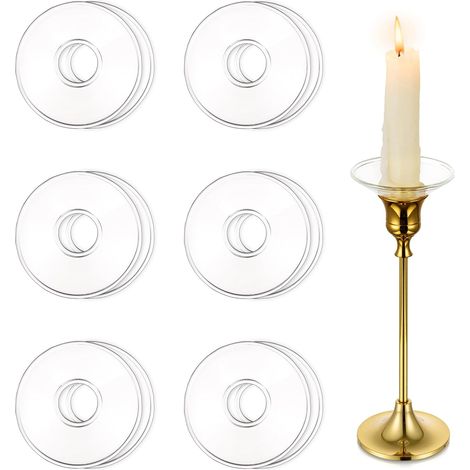 Bobèches en Verre pour Chandeliers, Pièces Protecteurs de Bougie, Porte-Bougies Attrape-Gouttes pour Bougie D'église, Ronde-Clair
