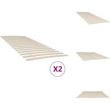Sommiers à lattes avec 34 lattes 2 pcs 100x200 cm - Lit Plateforme - Sommier Bois - Sommier Pliable - Matelas Support - Frame Lit (1/5)
