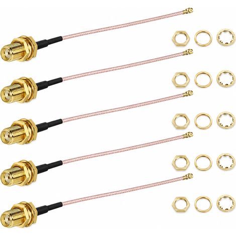 5 Pièces Câble Coaxial RG178 SMA Femelle vers U.FL IPX, Adaptateur d'Antenne pour Carte PCI 10 cm RP-SMA d'Extension Antenne WiFi Faible Perte 50 Ohm, GPS Mini RF pour Routeur Réseau Module Sans Fil (1/5)