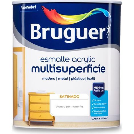 Esmalte Acrylic Multisuperficie Satinado Blanco Permanente 0,750L 5057417 BRUGUER