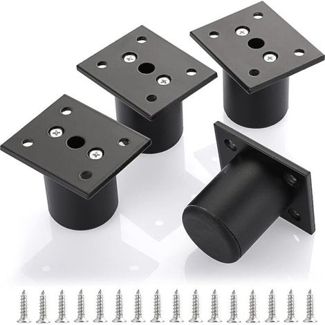 4pcs Pieds de Meuble Ajustable Pieds de lit rehausser Le Meuble Pied en Alliage d'aluminium pour sommier,Armoire,Table (Noir,Hauteur 50mm), (1/4)
