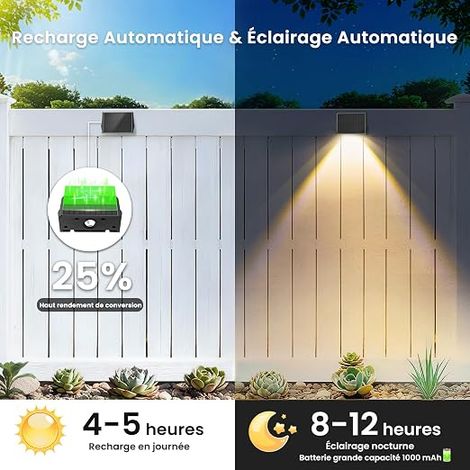 Lumière Solaire Extérieure Haut et Bas LED Applique Murale Exterieur Blanc Chaud Éclairage Lampe Étanche IP67 Maison Jardin Terrasse (1/3)